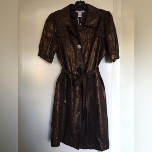 VERTIGO PARIS ,size L midi woman’s dress metallic texture 55% LINEN 45%viscoze